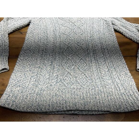 LL Bean Signature Cotton Fisherman Sweater V-Neck Tunic Cable Knit Women's Small - Picture 2 of 9